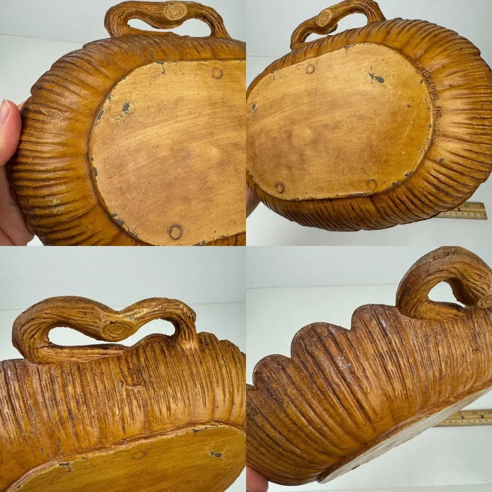 Vtg Silberne Inc Washington DC US Capital Souvenir Plastic Faux Wood Leaves Dish